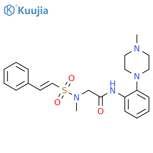 2-(N-methyl-2-phenylethenesulfonamido)-N-[2-(4-methylpiperazin-1-yl)phenyl]acetamide structure