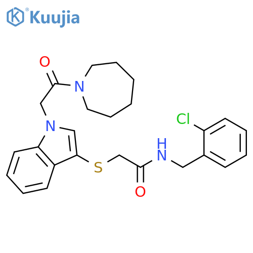2-({1-2-(azepan-1-yl)-2-oxoethyl-1H-indol-3-yl}sulfanyl)-N-(2-chlorophenyl)methylacetamide structure