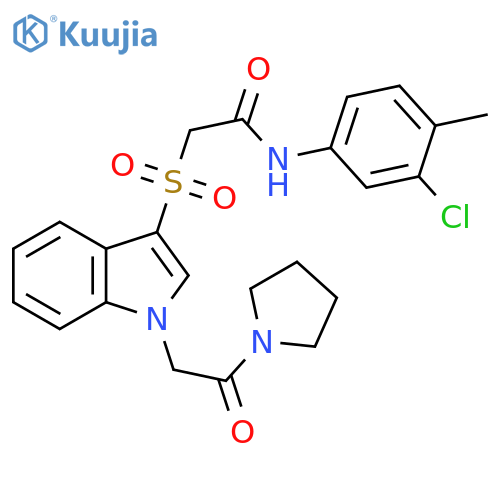 N-(3-chloro-4-methylphenyl)-2-({1-2-oxo-2-(pyrrolidin-1-yl)ethyl-1H-indol-3-yl}sulfonyl)acetamide structure