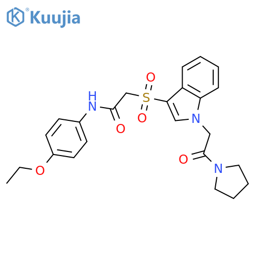 N-(4-ethoxyphenyl)-2-({1-2-oxo-2-(pyrrolidin-1-yl)ethyl-1H-indol-3-yl}sulfonyl)acetamide structure
