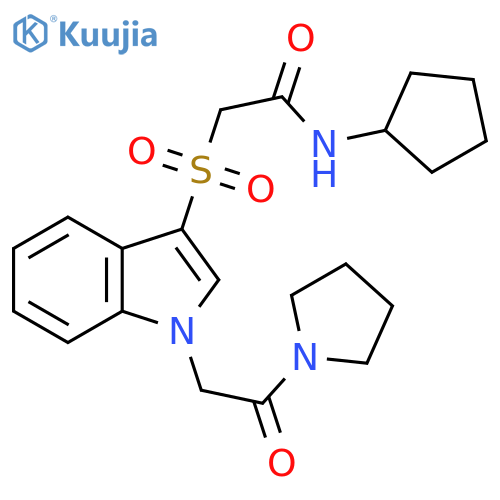 N-cyclopentyl-2-({1-2-oxo-2-(pyrrolidin-1-yl)ethyl-1H-indol-3-yl}sulfonyl)acetamide structure