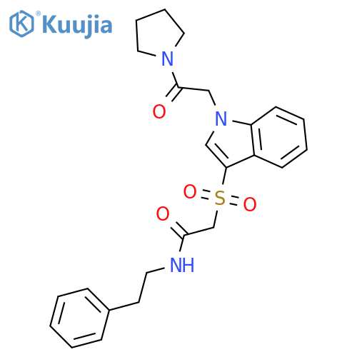 2-({1-2-oxo-2-(pyrrolidin-1-yl)ethyl-1H-indol-3-yl}sulfonyl)-N-(2-phenylethyl)acetamide structure
