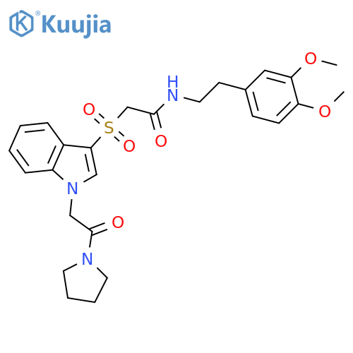 N-2-(3,4-dimethoxyphenyl)ethyl-2-({1-2-oxo-2-(pyrrolidin-1-yl)ethyl-1H-indol-3-yl}sulfonyl)acetamide structure