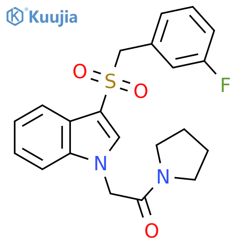 2-{3-(3-fluorophenyl)methanesulfonyl-1H-indol-1-yl}-1-(pyrrolidin-1-yl)ethan-1-one structure