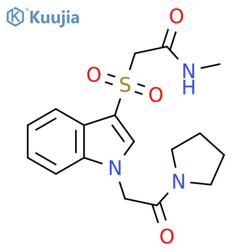 N-methyl-2-({1-2-oxo-2-(pyrrolidin-1-yl)ethyl-1H-indol-3-yl}sulfonyl)acetamide structure