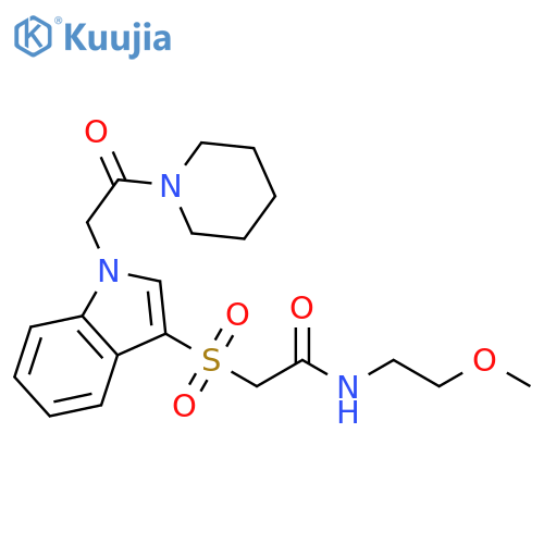 N-(2-methoxyethyl)-2-({1-2-oxo-2-(piperidin-1-yl)ethyl-1H-indol-3-yl}sulfonyl)acetamide structure