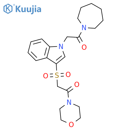 2-({1-2-(azepan-1-yl)-2-oxoethyl-1H-indol-3-yl}sulfonyl)-1-(morpholin-4-yl)ethan-1-one structure