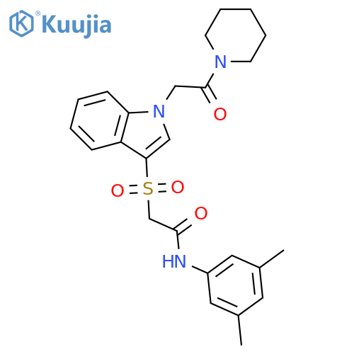 N-(3,5-dimethylphenyl)-2-({1-2-oxo-2-(piperidin-1-yl)ethyl-1H-indol-3-yl}sulfonyl)acetamide structure