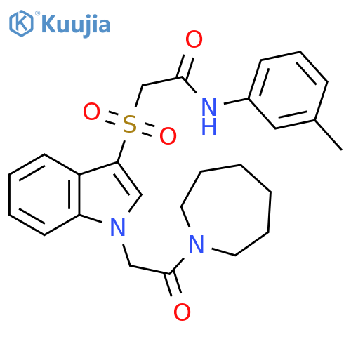 2-({1-2-(azepan-1-yl)-2-oxoethyl-1H-indol-3-yl}sulfonyl)-N-(3-methylphenyl)acetamide structure