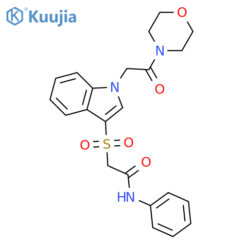 2-({1-2-(morpholin-4-yl)-2-oxoethyl-1H-indol-3-yl}sulfonyl)-N-phenylacetamide structure