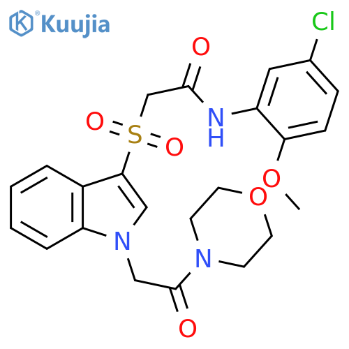 N-(5-chloro-2-methoxyphenyl)-2-({1-2-(morpholin-4-yl)-2-oxoethyl-1H-indol-3-yl}sulfonyl)acetamide structure
