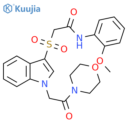 N-(2-methoxyphenyl)-2-({1-2-(morpholin-4-yl)-2-oxoethyl-1H-indol-3-yl}sulfonyl)acetamide structure