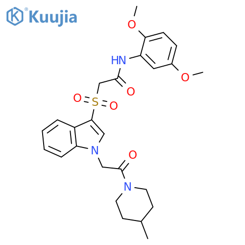 N-(2,5-dimethoxyphenyl)-2-({1-2-(4-methylpiperidin-1-yl)-2-oxoethyl-1H-indol-3-yl}sulfonyl)acetamide structure