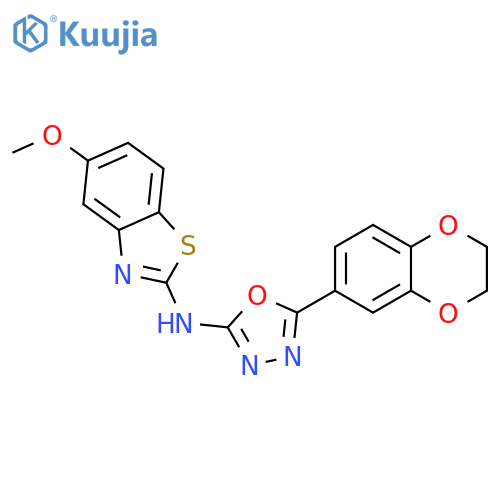 N-5-(2,3-dihydro-1,4-benzodioxin-6-yl)-1,3,4-oxadiazol-2-yl-5-methoxy-1,3-benzothiazol-2-amine structure