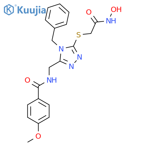 N-(4-benzyl-5-{(hydroxycarbamoyl)methylsulfanyl}-4H-1,2,4-triazol-3-yl)methyl-4-methoxybenzamide structure