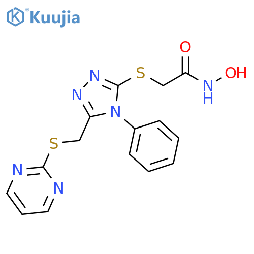 N-hydroxy-2-({4-phenyl-5-(pyrimidin-2-ylsulfanyl)methyl-4H-1,2,4-triazol-3-yl}sulfanyl)acetamide structure