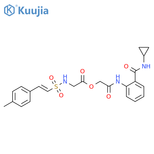{[2-(Cyclopropylcarbamoyl)phenyl]carbamoyl}methyl 2-[2-(4-methylphenyl)ethenesulfonamido]acetate structure