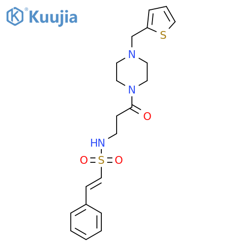 N-(3-oxo-3-{4-[(thiophen-2-yl)methyl]piperazin-1-yl}propyl)-2-phenylethene-1-sulfonamide structure