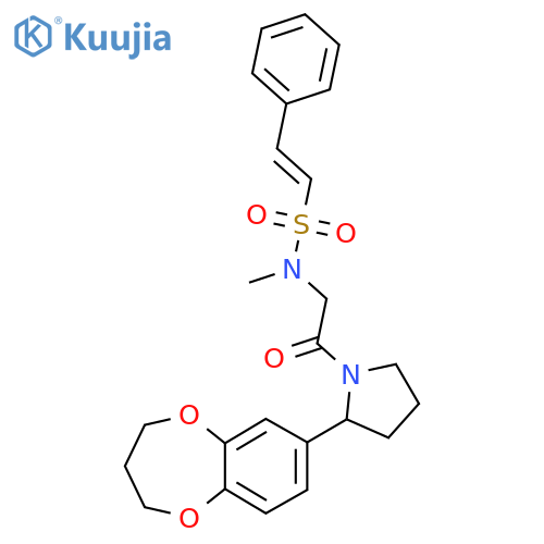 N-{2-[2-(3,4-dihydro-2H-1,5-benzodioxepin-7-yl)pyrrolidin-1-yl]-2-oxoethyl}-N-methyl-2-phenylethene-1-sulfonamide structure