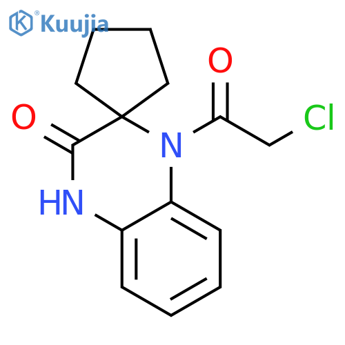 1'-(2-chloroacetyl)-3',4'-dihydro-1'H-spiro[cyclopentane-1,2'-quinoxalin]-3'-one structure