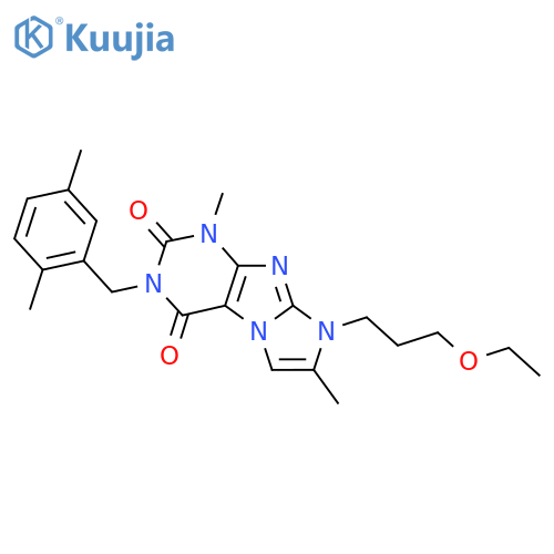 3-(2,5-dimethylphenyl)methyl-8-(3-ethoxypropyl)-1,7-dimethyl-1H,2H,3H,4H,8H-imidazo1,2-gpurine-2,4-dione structure