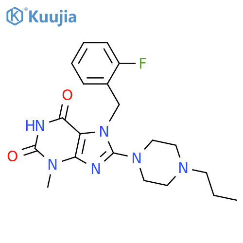 7-(2-fluorophenyl)methyl-3-methyl-8-(4-propylpiperazin-1-yl)-2,3,6,7-tetrahydro-1H-purine-2,6-dione structure