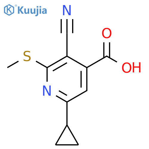 3-cyano-6-cyclopropyl-2-(methylsulfanyl)pyridine-4-carboxylic acid structure