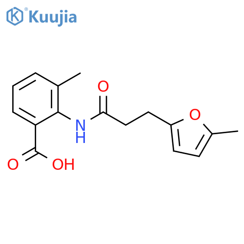 3-methyl-2-3-(5-methylfuran-2-yl)propanamidobenzoic acid structure