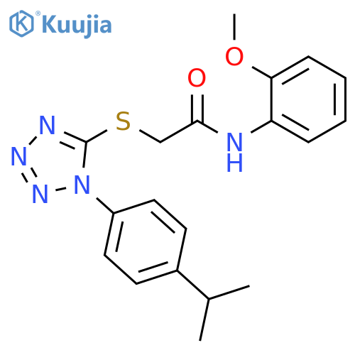 N-(2-methoxyphenyl)-2-({1-4-(propan-2-yl)phenyl-1H-1,2,3,4-tetrazol-5-yl}sulfanyl)acetamide structure