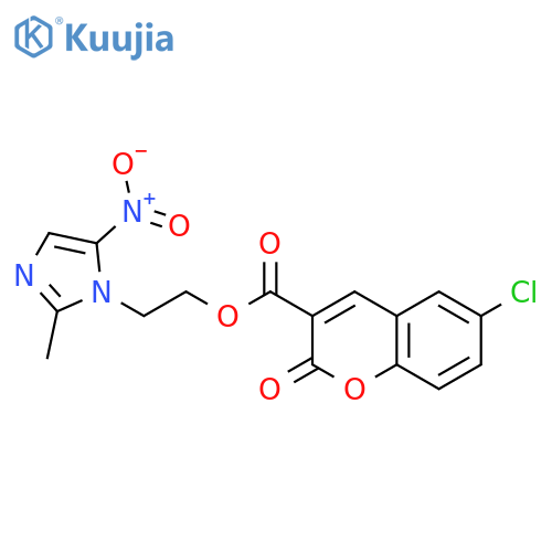2-(2-methyl-5-nitro-1H-imidazol-1-yl)ethyl 6-chloro-2-oxo-2H-chromene-3-carboxylate structure