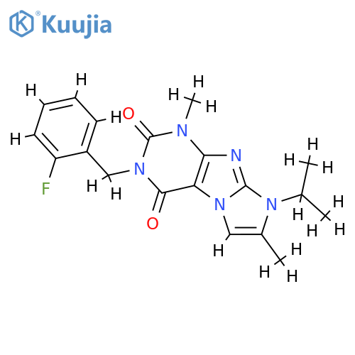 3-(2-fluorophenyl)methyl-1,7-dimethyl-8-(propan-2-yl)-1H,2H,3H,4H,8H-imidazo1,2-gpurine-2,4-dione structure