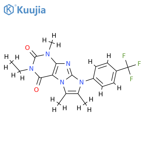 3-ethyl-1,6,7-trimethyl-8-4-(trifluoromethyl)phenyl-1H,2H,3H,4H,8H-imidazo1,2-gpurine-2,4-dione structure