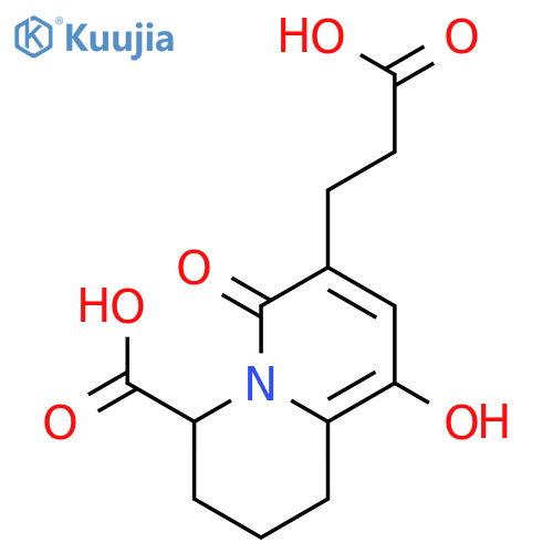 7-(2-carboxyethyl)-9-hydroxy-6-oxo-1,3,4,6-tetrahydro-2H-quinolizine-4-carboxylic acid structure