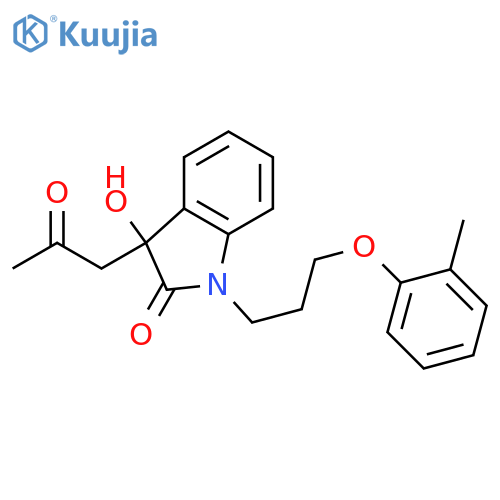 3-hydroxy-1-3-(2-methylphenoxy)propyl-3-(2-oxopropyl)-2,3-dihydro-1H-indol-2-one structure