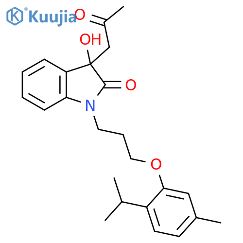 3-hydroxy-1-{3-5-methyl-2-(propan-2-yl)phenoxypropyl}-3-(2-oxopropyl)-2,3-dihydro-1H-indol-2-one structure