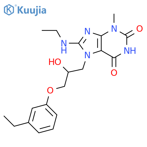 8-(ethylamino)-7-3-(3-ethylphenoxy)-2-hydroxypropyl-3-methyl-2,3,6,7-tetrahydro-1H-purine-2,6-dione structure