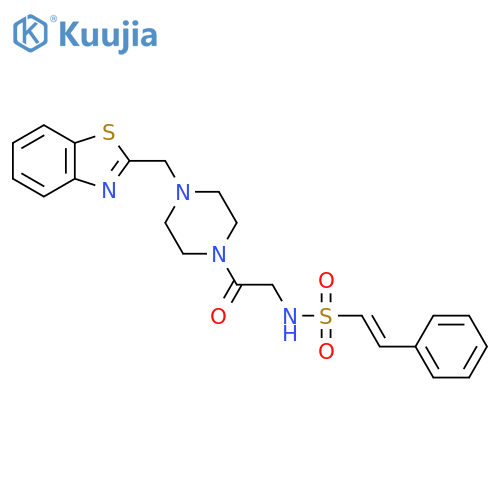 N-(2-{4-[(1,3-benzothiazol-2-yl)methyl]piperazin-1-yl}-2-oxoethyl)-2-phenylethene-1-sulfonamide structure
