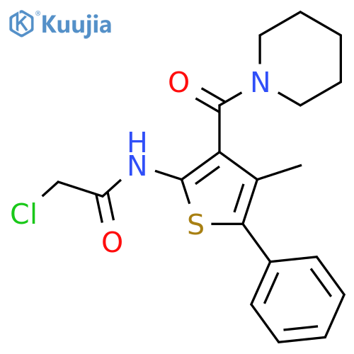 2-chloro-N-4-methyl-5-phenyl-3-(piperidine-1-carbonyl)thiophen-2-ylacetamide structure