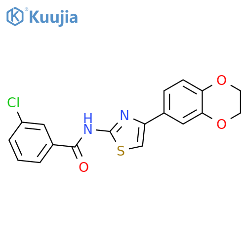 3-chloro-N-4-(2,3-dihydro-1,4-benzodioxin-6-yl)-1,3-thiazol-2-ylbenzamide structure