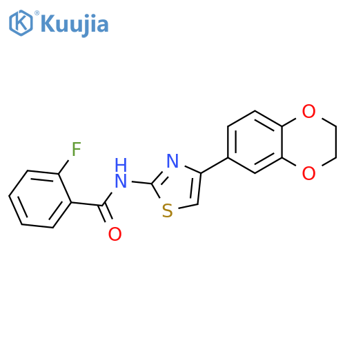 N-4-(2,3-dihydro-1,4-benzodioxin-6-yl)-1,3-thiazol-2-yl-2-fluorobenzamide structure