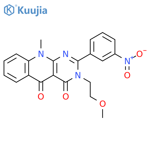 3-(2-methoxyethyl)-10-methyl-2-(3-nitrophenyl)-3H,4H,5H,10H-pyrimido4,5-bquinoline-4,5-dione structure
