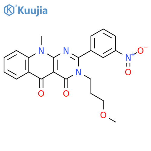 3-(3-methoxypropyl)-10-methyl-2-(3-nitrophenyl)-3H,4H,5H,10H-pyrimido4,5-bquinoline-4,5-dione structure