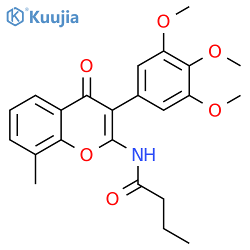 N-[8-methyl-4-oxo-3-(3,4,5-trimethoxyphenyl)chromen-2-yl]butanamide structure