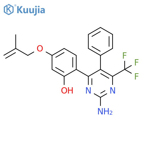 2-2-amino-5-phenyl-6-(trifluoromethyl)pyrimidin-4-yl-5-(2-methylprop-2-en-1-yl)oxyphenol structure