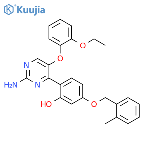 2-2-amino-5-(2-ethoxyphenoxy)pyrimidin-4-yl-5-(2-methylphenyl)methoxyphenol structure