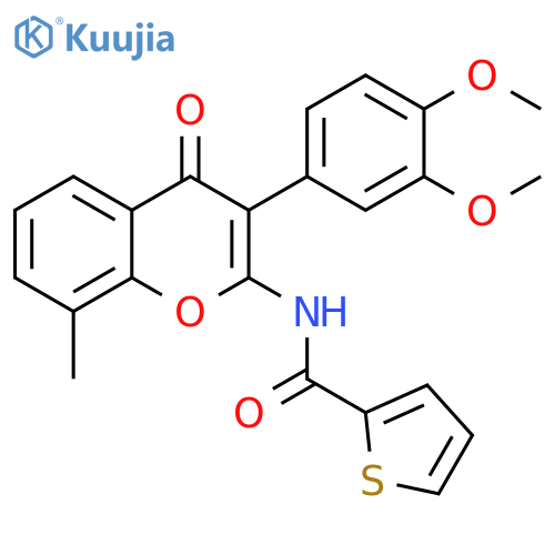 N-3-(3,4-dimethoxyphenyl)-8-methyl-4-oxo-4H-chromen-2-ylthiophene-2-carboxamide structure