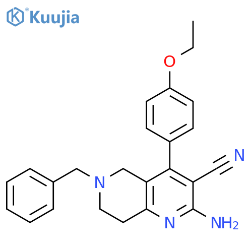 2-amino-6-benzyl-4-(4-ethoxyphenyl)-5,6,7,8-tetrahydro-1,6-naphthyridine-3-carbonitrile structure