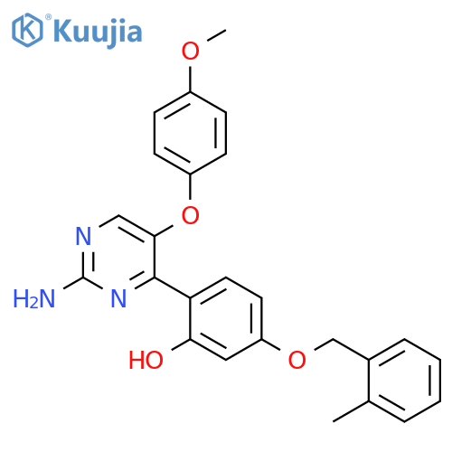 2-2-amino-5-(4-methoxyphenoxy)pyrimidin-4-yl-5-(2-methylphenyl)methoxyphenol structure