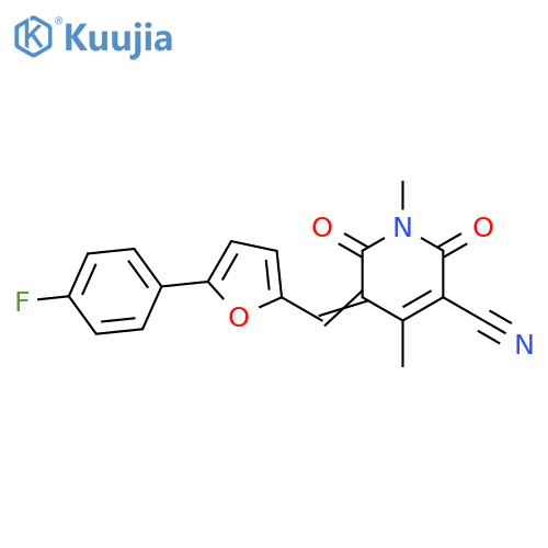 (5Z)-5-[[5-(4-fluorophenyl)furan-2-yl]methylidene]-1,4-dimethyl-2,6-dioxopyridine-3-carbonitrile structure