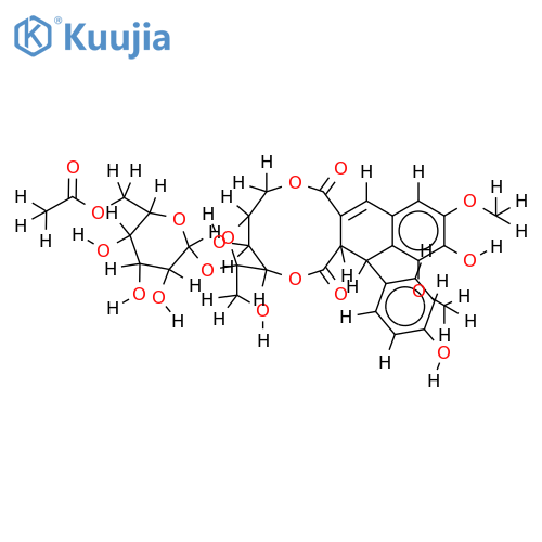 cyclic 3''->9':6''->9-[(7'S,8'R)-4,4'-dihydroxy-3,5-dimethoxy-2,7'-cycloligna-7-ene-9,9'-dicarbonyl]-6'''-acetylsucroside structure
